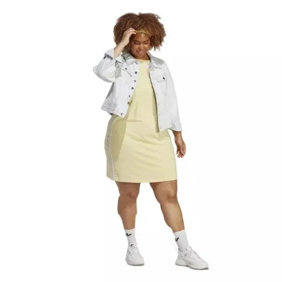 "NEW"  Adidas Originals Women's Adicolor Classics Tight Summer Dress-Yellow - Picture 3 of 6